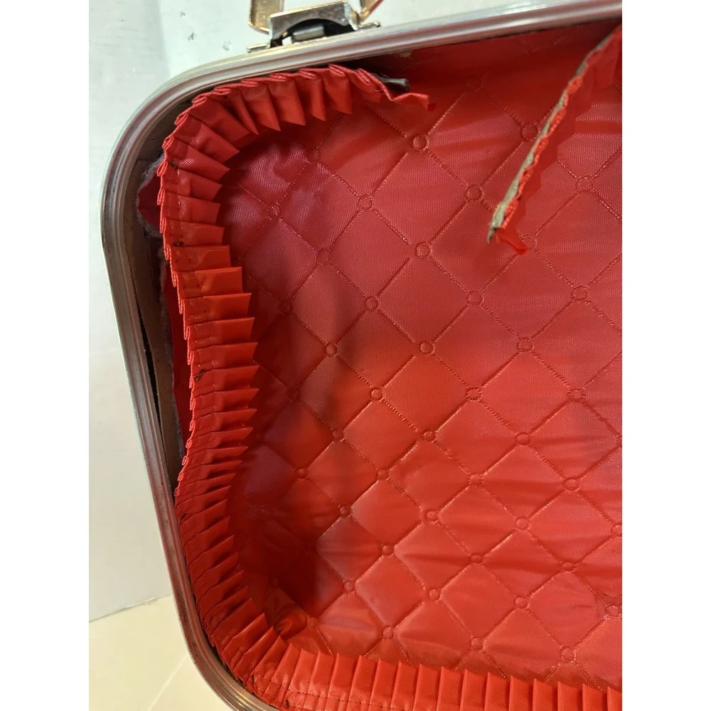 Going To Grandma's Red Vinyl Hard Suite Case Red Trojan Luggage